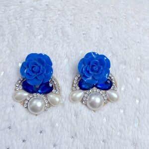 Royal blue clip on earrings